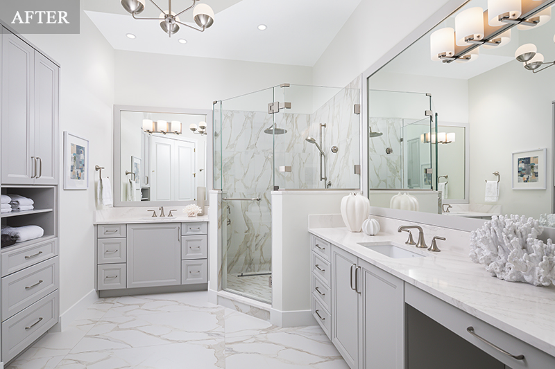 Monterosso bathroom remodel after - Diana Hall Interior Design Naples