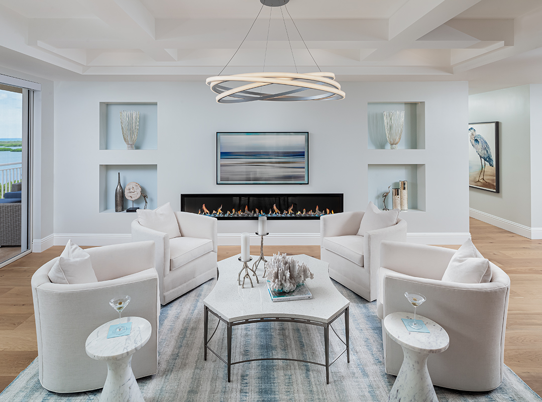 living room interior design by Diana Hall Design Naples