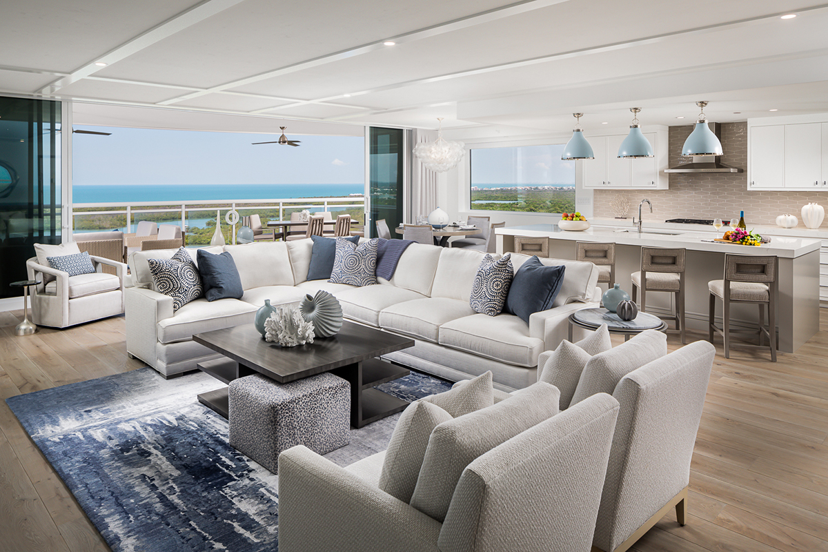 living room interior design by Diana Hall Design Naples