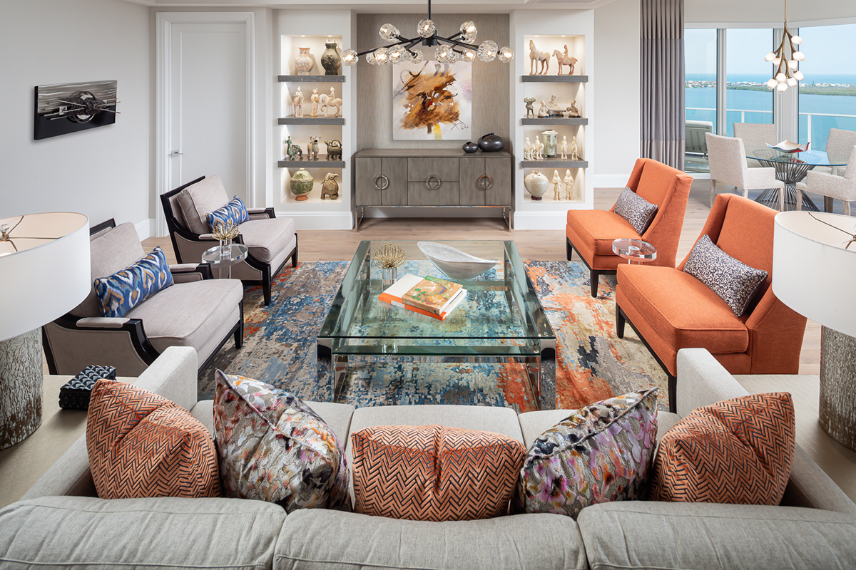 living room interior design by Diana Hall Design Naples