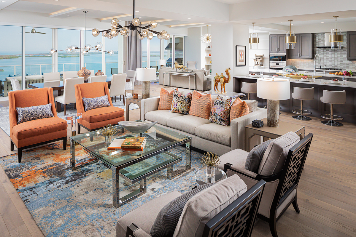 living room interior design by Diana Hall Design Naples